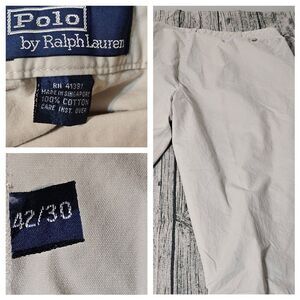 Polo Ralph Lauren Pants Mens 42×30 Tan Slim Fit Chino Lightweight Comfort Khakis